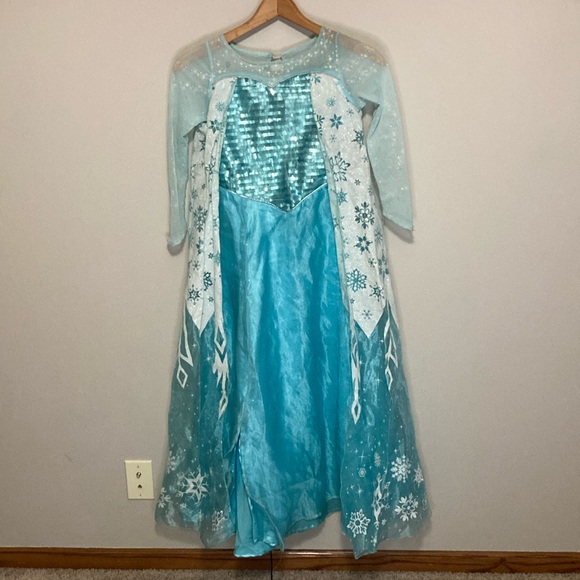 Girls 7-8, Elsa Costume, Disney Frozen, blue dress Halloween princess costume - Picture 2 of 11